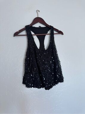 Black Sequin Racerback Tank Top - Brand Unknown